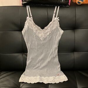 Hollister Women's Light Silver Lace-Trim Cami XS
